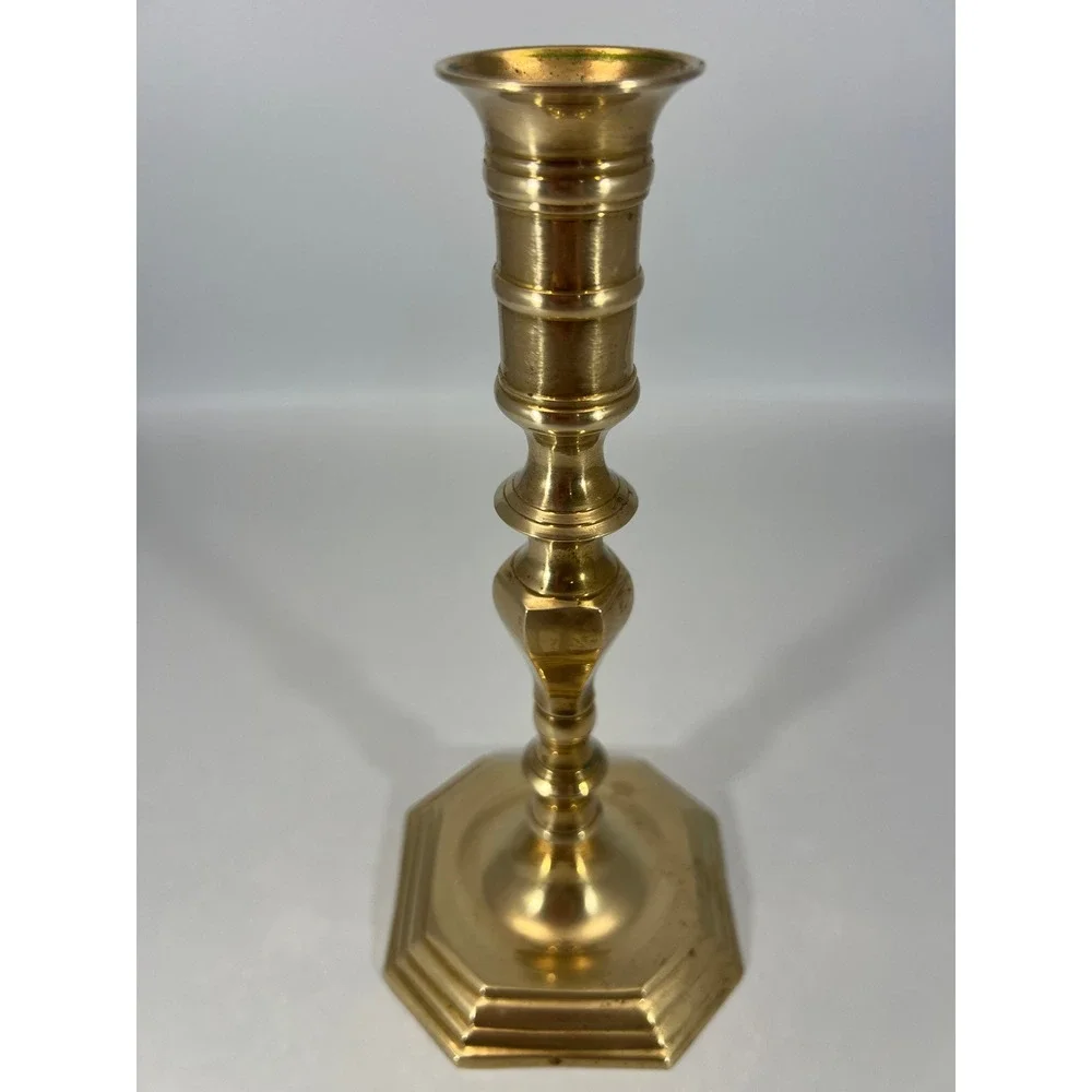 Vintage Solid Brass Candlestick Holders Set‎ of 2 Octagon and Twisted Stem